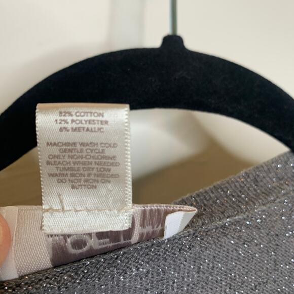 LOFT Gray Silver Metallic Cardigan Hight Neck Small Petite - Picture 7 of 8